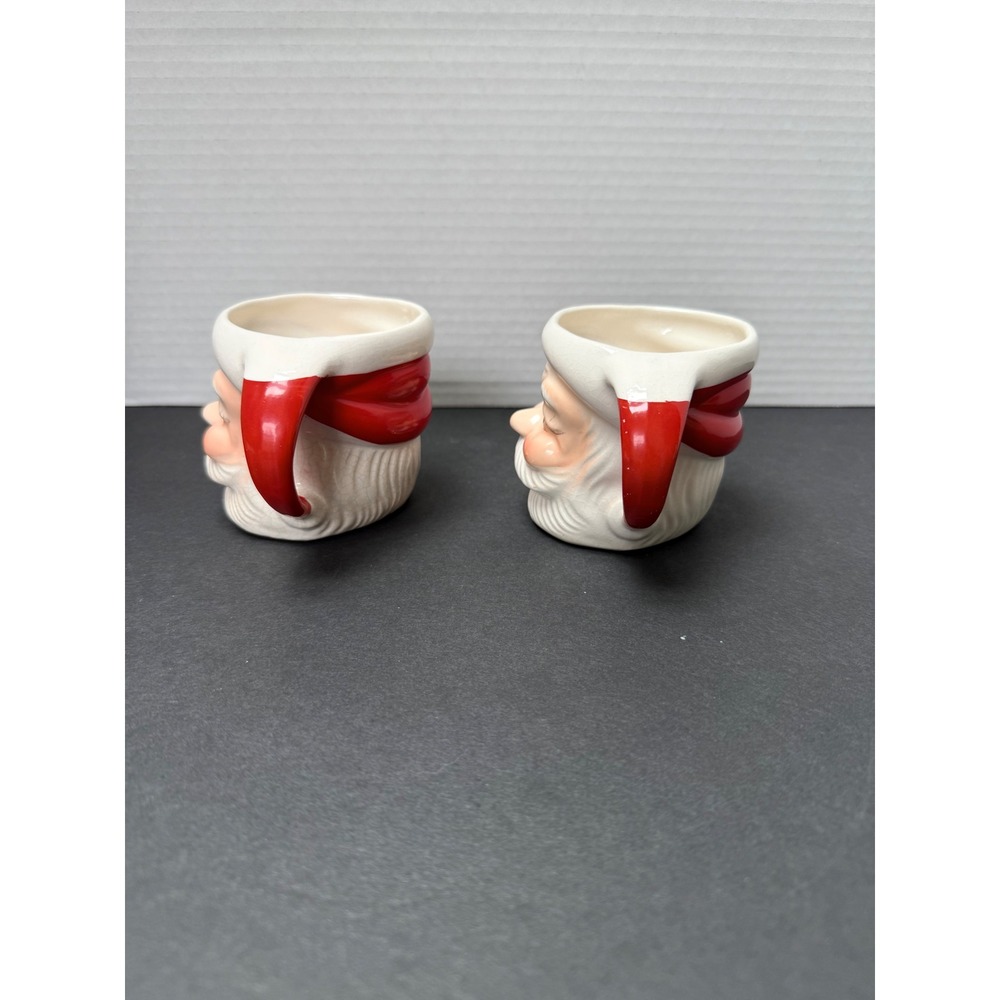 Vintage Santa Claus Ceramic Mugs Set of 2 Christmas Holiday Decor Red White - Picture 2 of 6